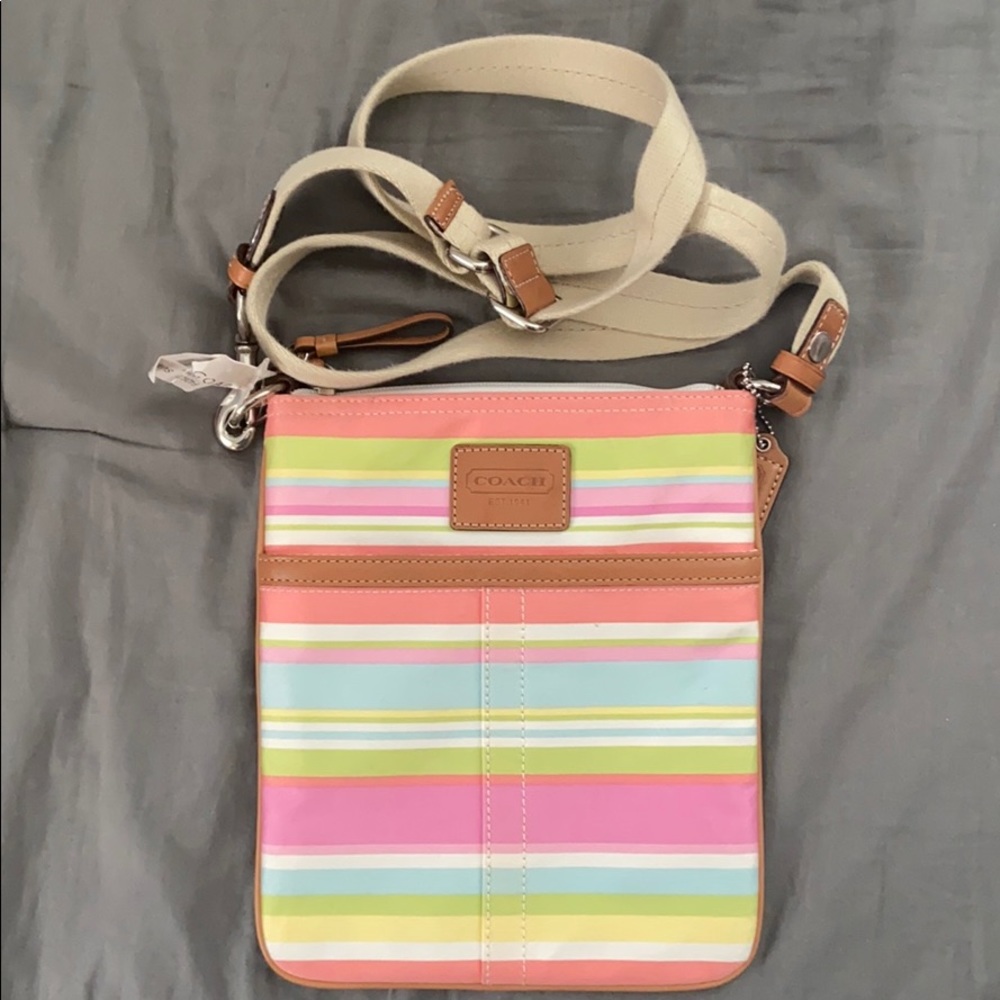 NWT Coach Striped Crossbody
